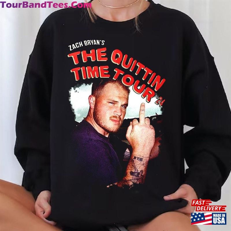 Vintage Middle Finger From Zach Shirt The Quittin Time Tour Bryan Hoodie T-Shirt 29Uf193074 – Utopia Fashion