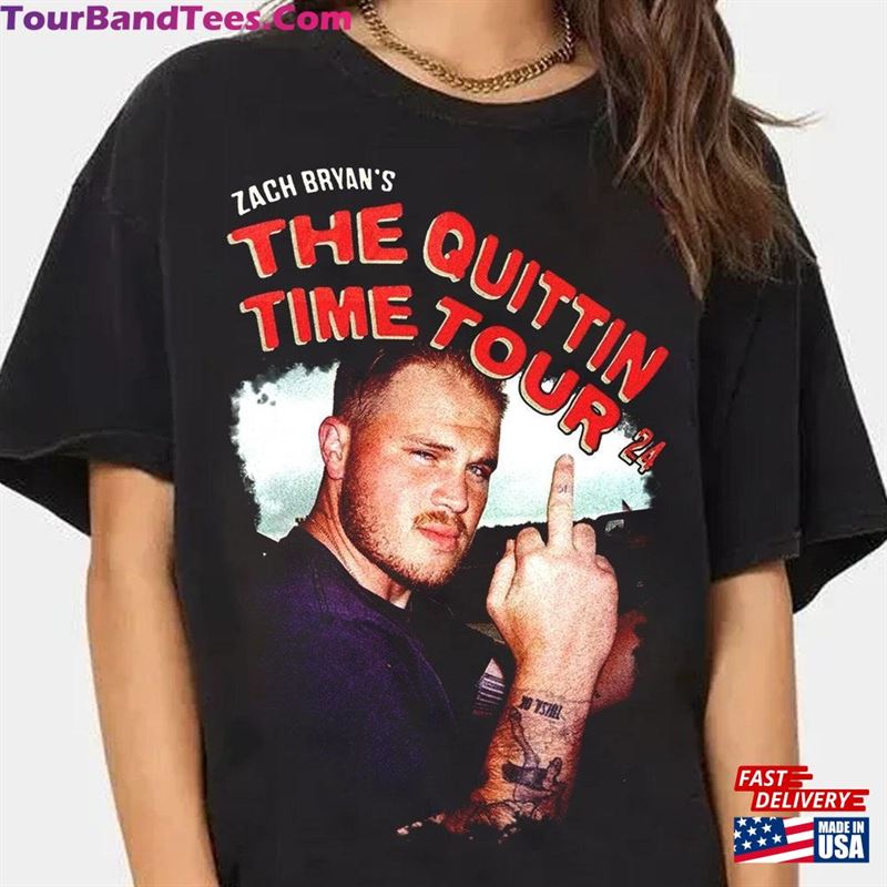 Vintage Middle Finger From Zach Shirt The Quittin Time Tour Bryan Hoodie T-Shirt 29Uf193074 – Utopia Fashion