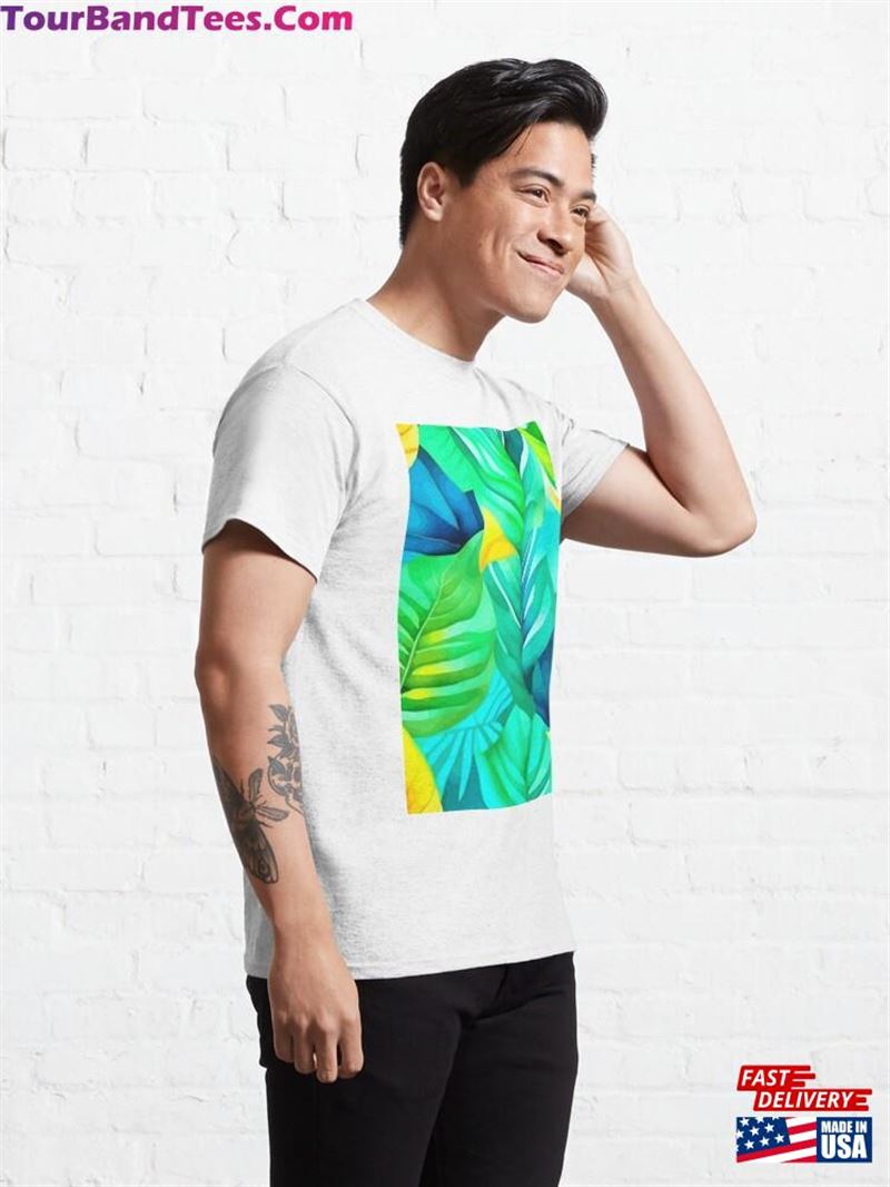 Watercolor Tropical Leaves Classic T-Shirt Sweatshirt 29Uf192732 – Utopia Fashion