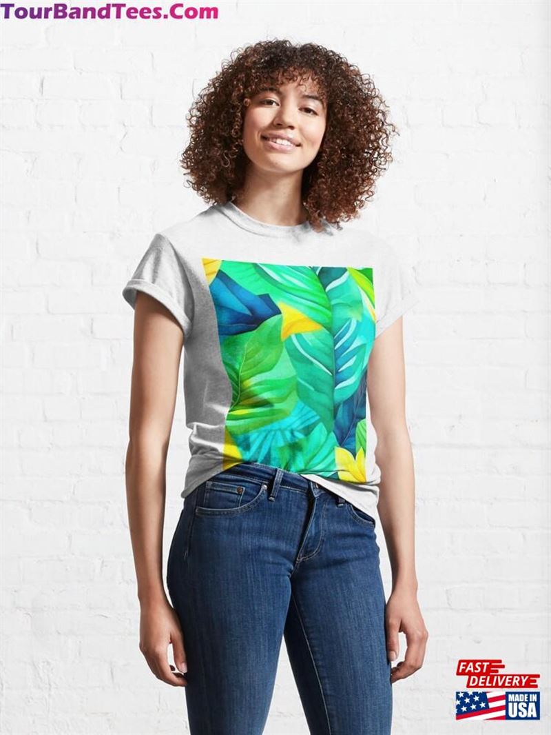 Watercolor Tropical Leaves Classic T-Shirt Sweatshirt 29Uf192732 – Utopia Fashion