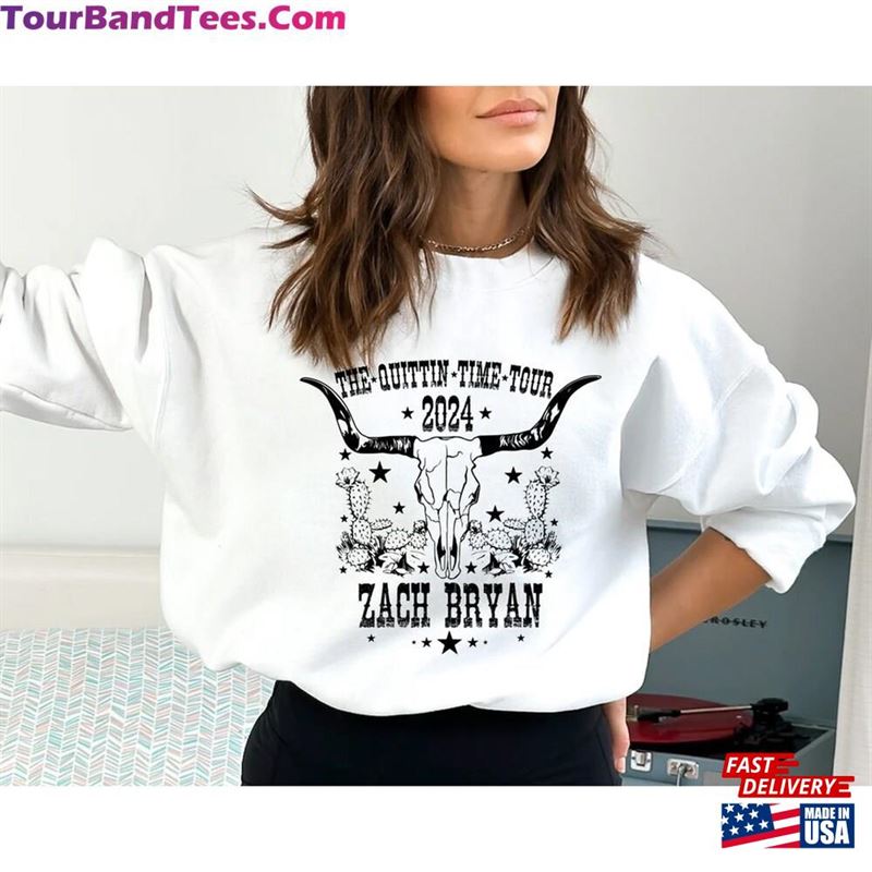 Zach Bryan Bullhead Sweatshirt The Quittin Time Tour Country Music T-Shirt 29Uf202004 – Utopia Fashion