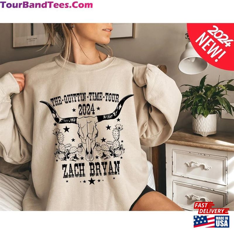 Zach Bryan Bullhead Sweatshirt The Quittin Time Tour Country Music T-Shirt 29Uf202004 – Utopia Fashion