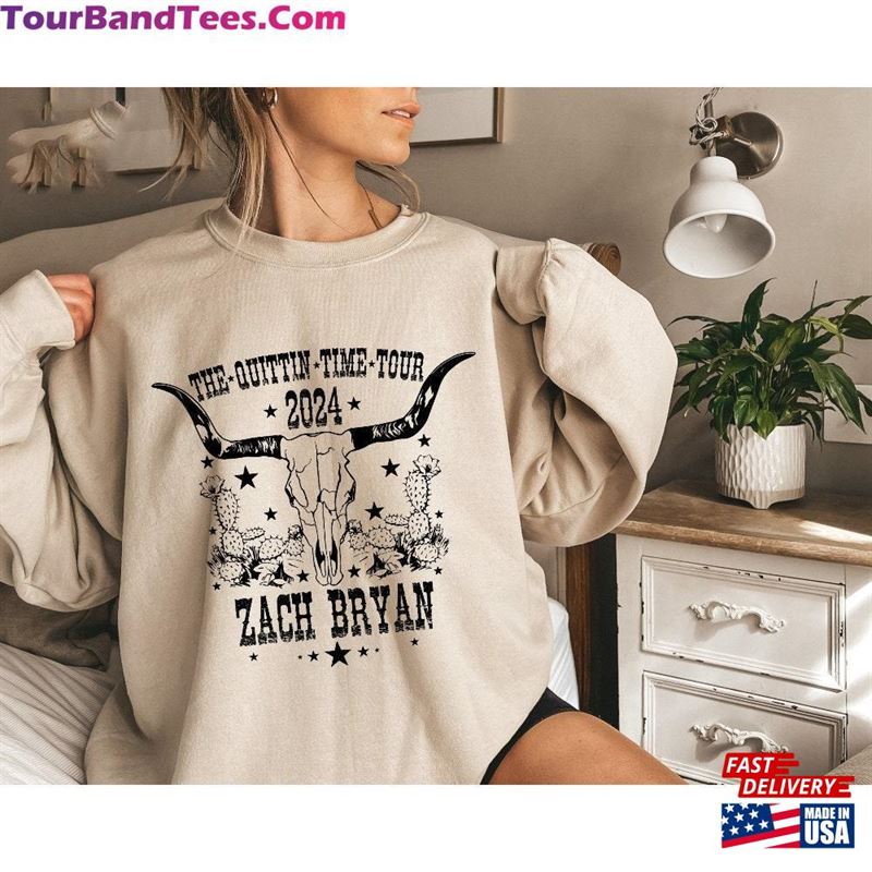 Zach Bryan Bullhead Sweatshirt The Quittin Time Tour Country Music Western Tee Hoodie 29Uf193436 – Utopia Fashion